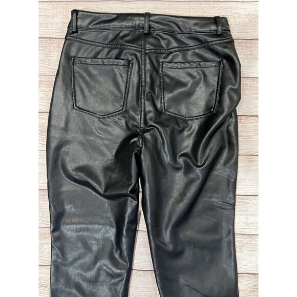 INC International Concepts Women's Black Faux Leather Pants Button Zipper Size 8 - Picture 4 of 7